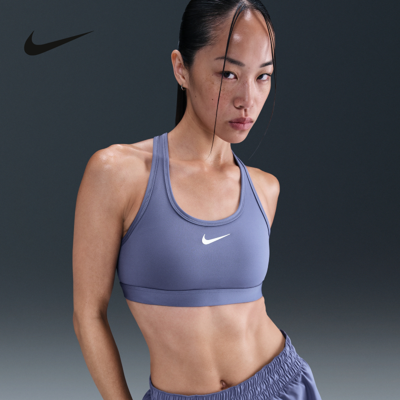 Nike耐克SWOOSH运动内衣女中强度支撑速干衬垫BRA胸衣DX6822-499