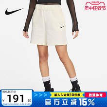 Nike耐克女子针织短裤夏运动裤宽松纯棉耐克勾勾休闲DM6729-133