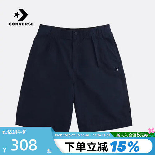 Converse匡威夏季男简约绣花复古抽绳中裤梭织短裤MCH602-695