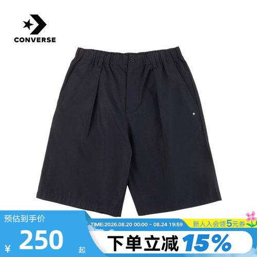 Converse匡威2026秋男梭织短裤宽松舒适运动休闲五分裤MCK063-023