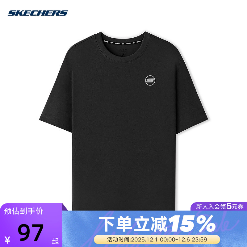 Skechers斯凯奇25夏男子运动短袖圆领宽松T恤衫 P225M151/0018