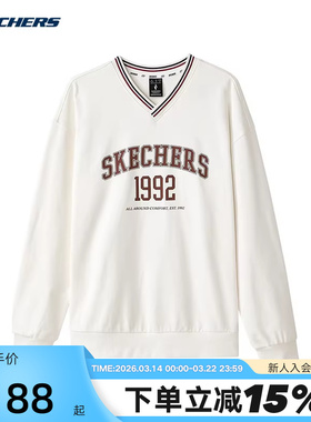 SKECHERS斯凯奇秋男女宽松舒适长袖衫针织套头卫衣 L324U067/0074