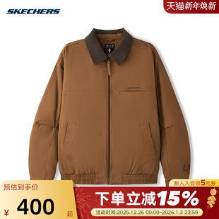 L126U001 翻领宽松梭织裥棉外套 0634 时尚 Skechers斯凯奇26春新款