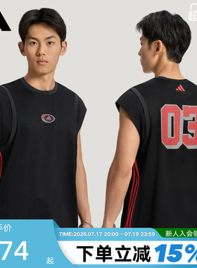 adidas阿迪达斯火拼篮球赛系列假两件无袖T恤运动秋男背心 KX4884