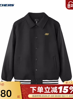 Skechers斯凯奇春新年系列男梭织裥棉翻领外套 L125M002/0018