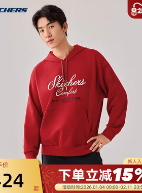 Skechers斯凯奇26春新款男女针织连帽套头卫衣 L126U020/03LC