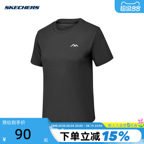 Skechers斯凯奇夏女圆领针织短袖休闲运动T恤衫 P225W127/0018