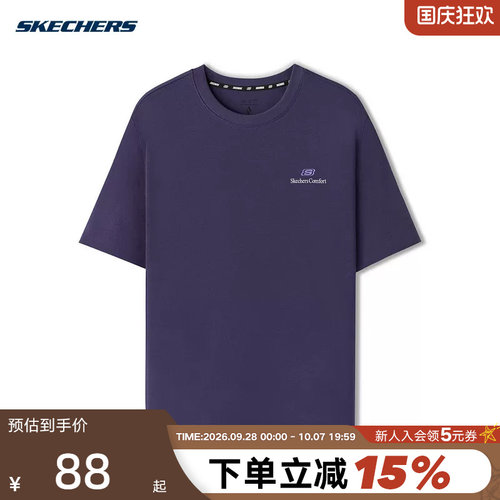 Skechers斯凯奇夏季男女同款运动休闲针织短袖T恤 L225U117/05HS