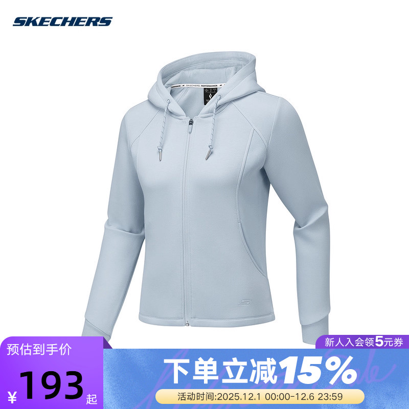 SKECHERS斯凯奇连帽修身运动时尚潮流保暖女外套 P425W065/01DS