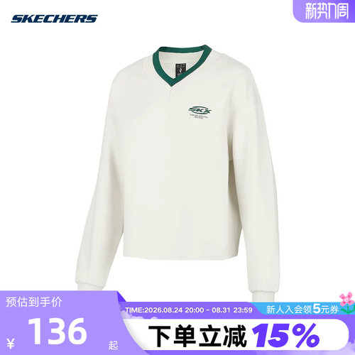 Skechers斯凯奇女卫衣时尚潮流百搭运动休闲套头衫 P424W102/01NJ