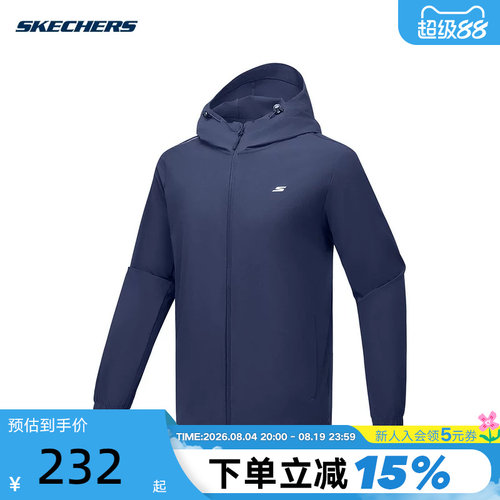 Skechers斯凯奇秋新款男士舒适休闲连帽外套P225M078/02MZ