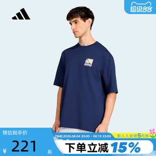 adidas阿迪达斯卡通运动印花半袖2026夏男宽松休闲短袖T恤 KE4338