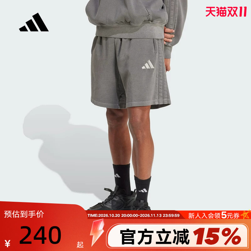 adidas阿迪达斯牛仔风格五分裤2026夏男宽松中裤针织短裤 JN0607