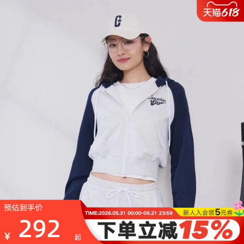Converse匡威26春新品女子复古潮流撞色连帽短款卫衣 WCJ448-695