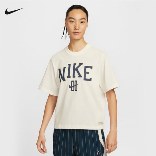 Nike耐克女T恤夏季新款运动休闲篮球耐高印花圆领短袖IB9971-133