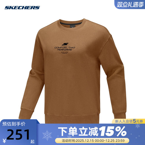 SKECHERS斯凯奇运动宽松套头衫秋冬男圆领长袖卫衣 P325M082/03F9