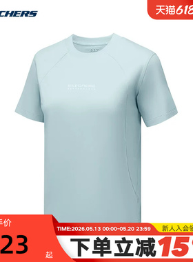Skechers斯凯奇女士舒适休闲透气圆领短袖T恤 P325W075/01N0