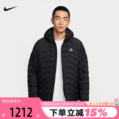 耐克ACG棉服男冬季户外宽松面包服黑色连帽P棉夹克外套HJ3736-010