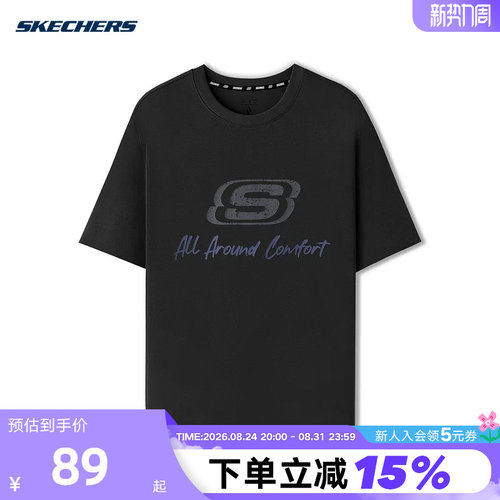 Skechers斯凯奇男女同款凉感宽松潮流T恤圆领短袖 L225U129/0018