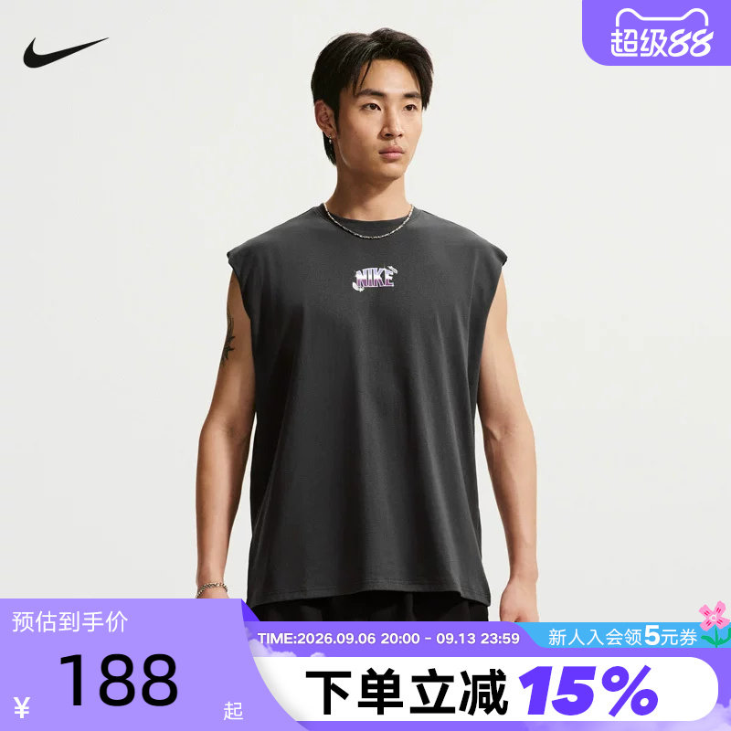 NIKE耐克男背心夏季图案印花跑步训练透气无袖运动T恤IW1197-060