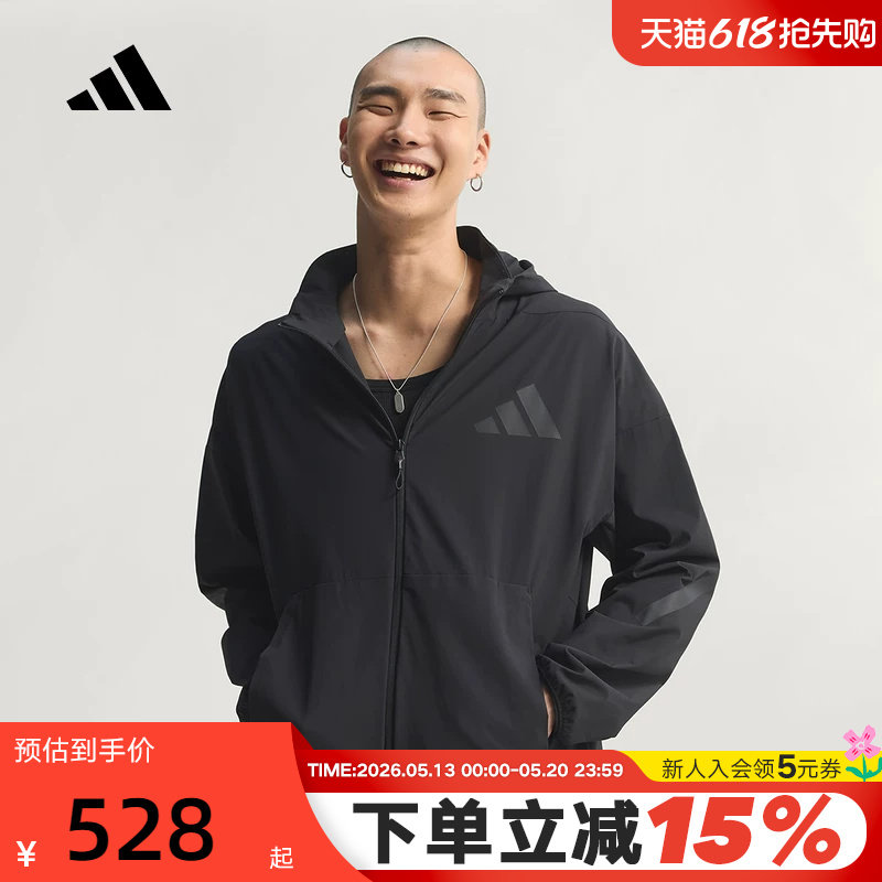 adidas阿迪达斯ZNE黑标制服拒水凉感外套春男连帽梭织夹克 