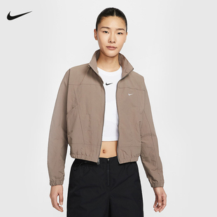 Nike耐克外套女夏新款宽松短款遮阳衣刺绣立领拒水运动夹克HJ1000