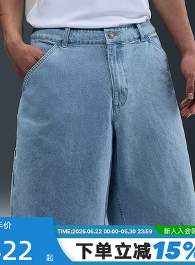 NIKE耐克男短裤夏季新款运动裤复古牛仔裤宽松五分裤HJ2961-493