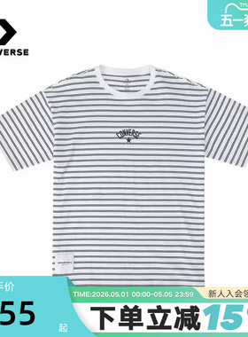 Converse匡威26夏季新款男女条纹运动短袖休闲百搭T恤 UCJ690-W2Y
