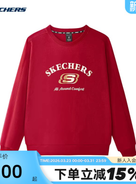 Skechers斯凯奇男女情侣款针织卫衣圆领宽松套头衫 L125U077/03LC