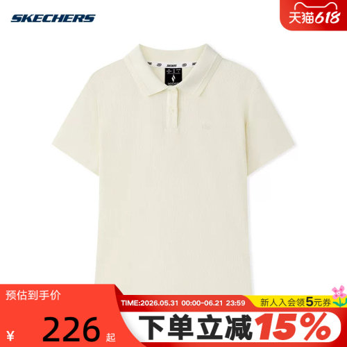 Skechers斯凯奇女士运动短袖T恤修身百搭休闲翻领POLO衫 L326W042