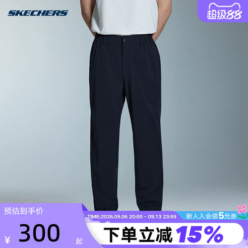 Skechers斯凯奇26夏季男子运动休闲裤直筒宽松梭织长裤 P226M060