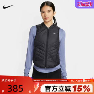 NIKE耐克女子棉服背心冬新款休闲运动保暖轻便黑色马甲IF1244-568
