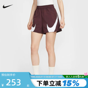 NIKE耐克女子宽松中腰短裤夏季新款撞色对勾透气运动裤HV2360-652