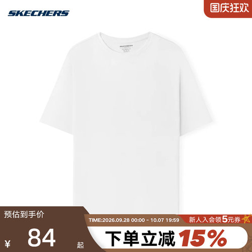 SKECHERS斯凯奇女T恤日常通勤圆领简约运动短袖衫 L226W167-000Q