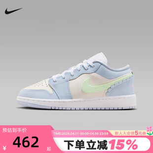 JORDAN耐克女鞋 低帮板鞋 IB7113 403 AJ1米蓝色爱心挂饰大童运动鞋