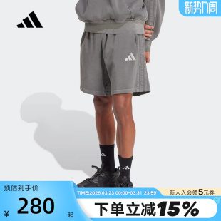 针织短裤 2026夏男宽松中裤 JN0607 五分裤 adidas阿迪达斯牛仔风格