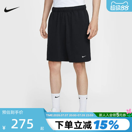Nike耐克男子短裤夏新款宽松透气刺绣运动裤黑色五分裤IM3397-010