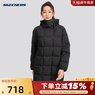 P425W094 保暖防风羽绒服运动外套 0018 长款 Skechers斯凯奇女冬季
