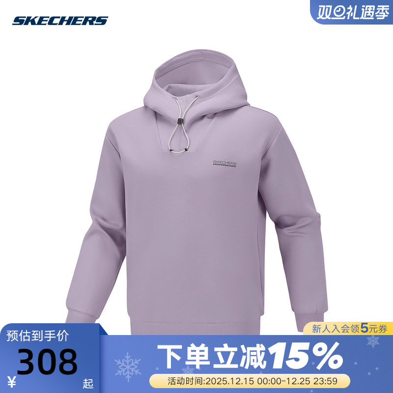 Skechers斯凯奇男士舒适时尚百搭秋冬针织连帽卫衣 P126M013/04PW