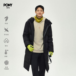 PONY1972波尼秋冬新品男子锁温保暖灰鸭绒休闲羽绒服244M2OF12BK