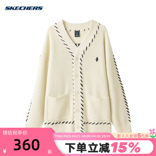 斯凯奇x 宽松复古针织毛衣外套 L424U123 029Y RMTCRW联名男女同款