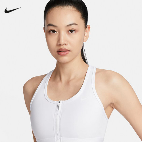 Nike耐克女子背心SWOOSH中强度支撑速干衬垫前拉链运动内衣FN2732