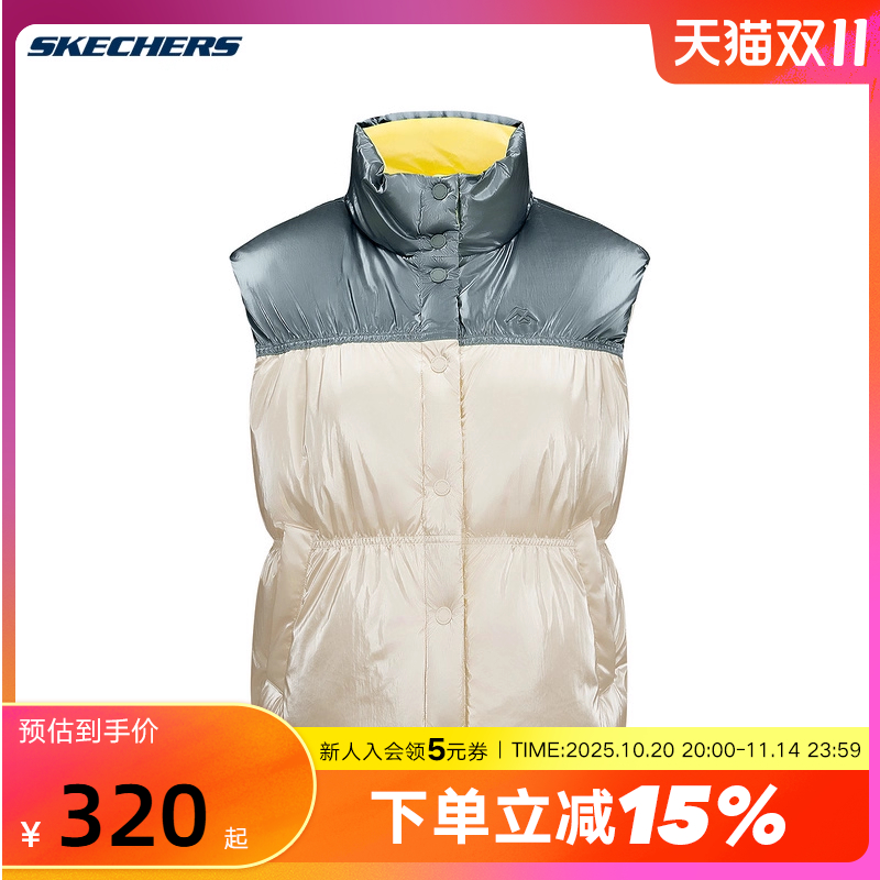 Skechers斯凯奇冬女上衣保暖羽绒背心 L424W032/00V7