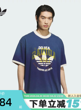 adidas阿迪达斯字母倒叙印花半袖透气夏三叶草情侣短袖T恤 KC0289