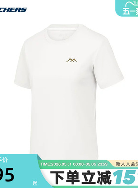 Skechers斯凯奇夏季女子圆领针织短袖休闲运动T恤衫P225W127/0074