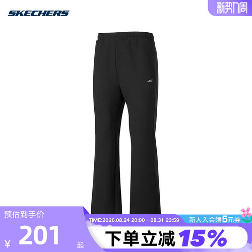 Skechers斯凯奇女裤秋冬阔腿裤针织休闲运动长裤P425W041/0018
