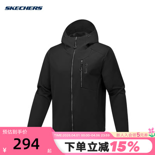 SKECHERS斯凯奇拒水连帽夹克户外徒步冬男外套 0018 P325M096