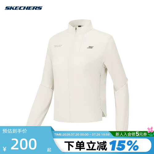Skechers斯凯奇秋女子运动服舒适休闲梭织外套 P325W024/01B4