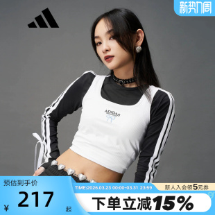 KE5798 T恤秋女蝴蝶结含胸垫背心 adidas阿迪达斯短款 吊带无袖