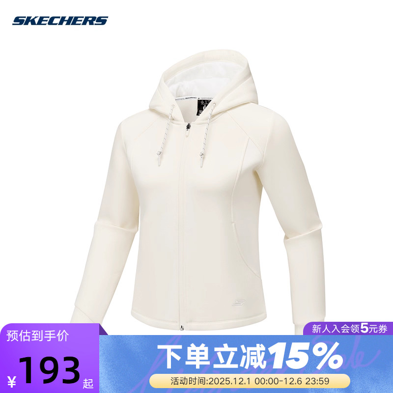 Skechers斯凯奇25冬女士柔软舒适透气休闲连帽外套P425W065/0074